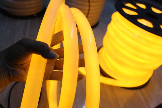 lampe à néon moderne à 360 degrés jaune rond 220v 25mm ip67 pour extérieur