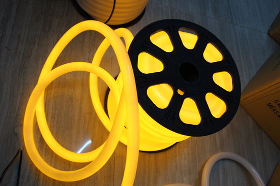 lampe à néon moderne à 360 degrés jaune rond 220v 25mm ip67 pour extérieur